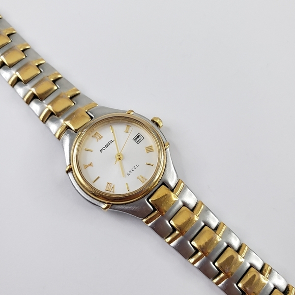 Fossil bracelet watch dress watch gold silver tone - new battery, works great! - Picture 14 of 16